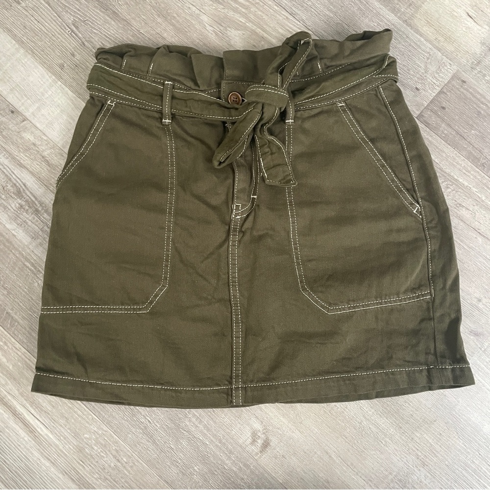 Free People Green Paper Bag Skirt